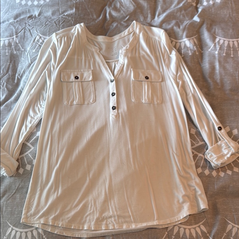 Cream Button-Up Blouse